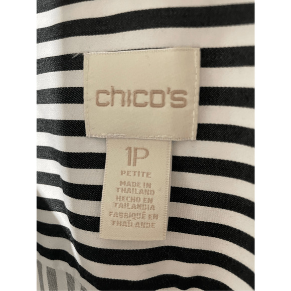 Chico's No Iron Cotton Women's Striped Dress Shirt Preppy Old Money Luxury Sz 1P - Picture 3 of 6